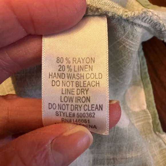 Monteau Green Linen Blend Polka Dot Midi Dress - Size Small - Picture 11 of 11